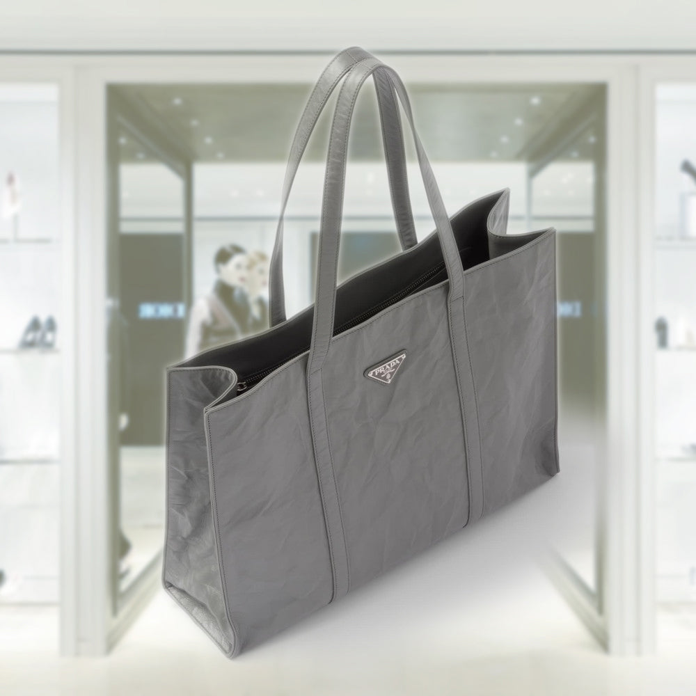 Large antique nappa leather tote