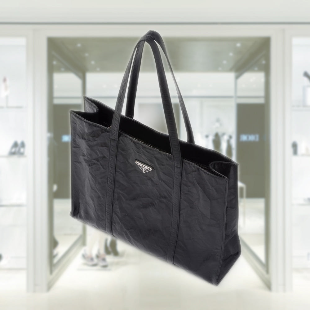 Large antique nappa leather tote