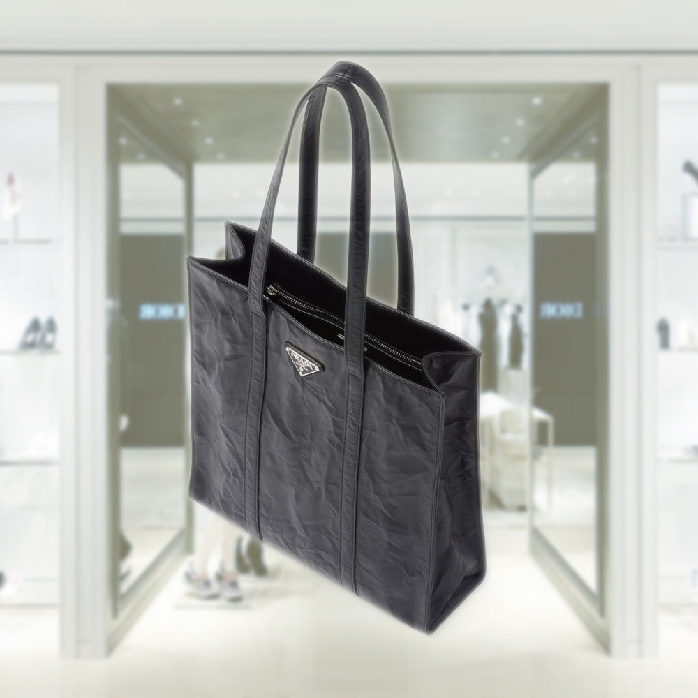 Small antique nappa leather tote