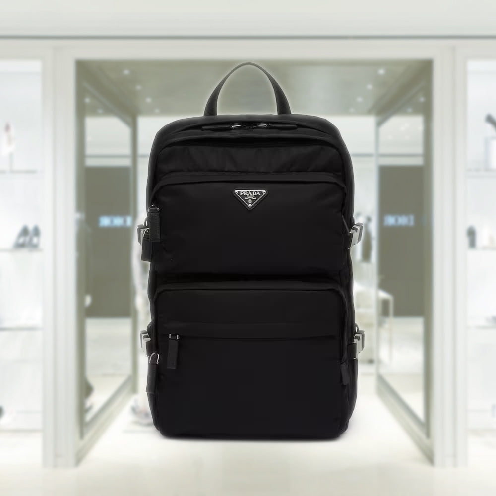 Re-Nylon and Saffiano leather backpack