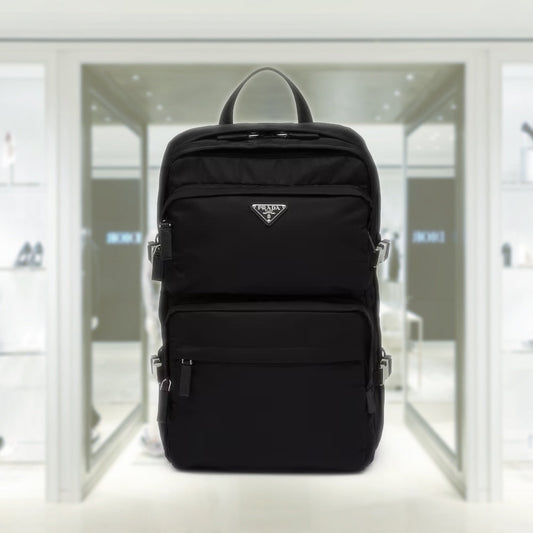 Re-Nylon and Saffiano leather backpack