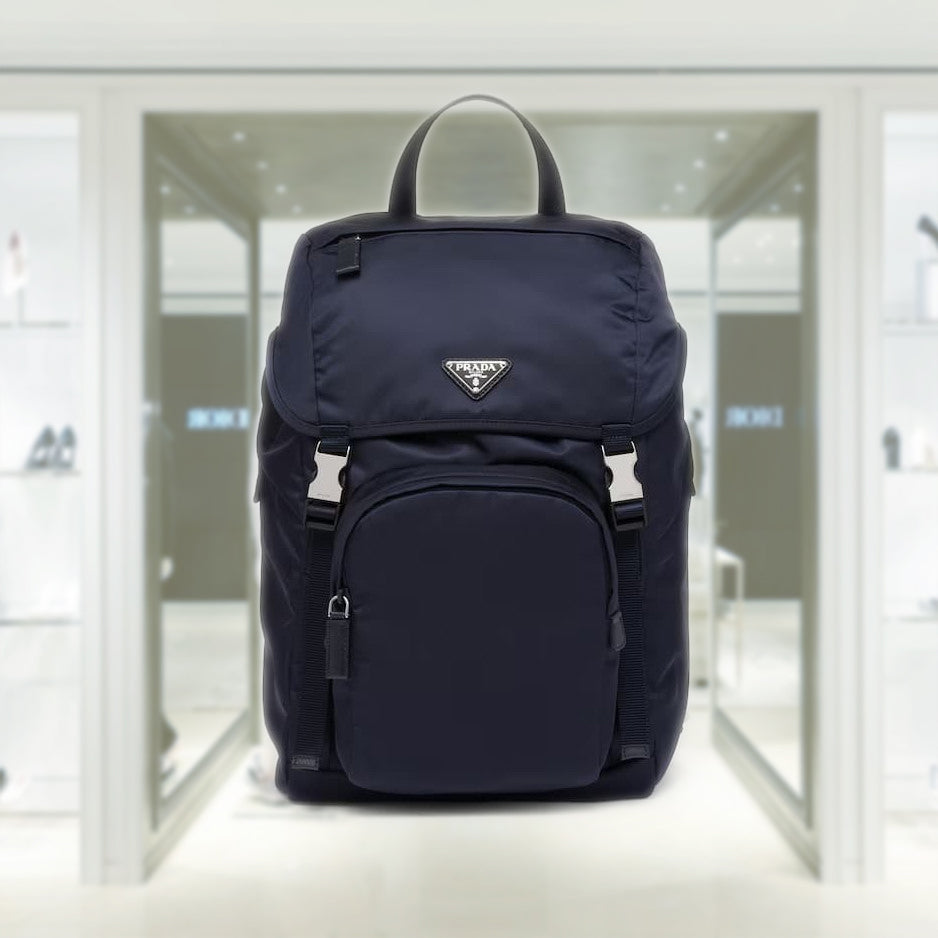 Re-Nylon and Saffiano leather backpack