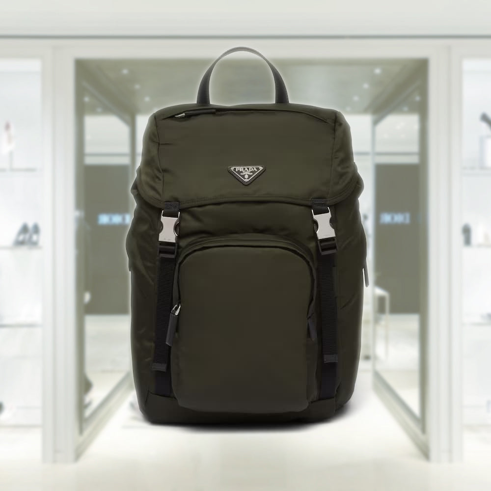 Re-Nylon and Saffiano leather backpack