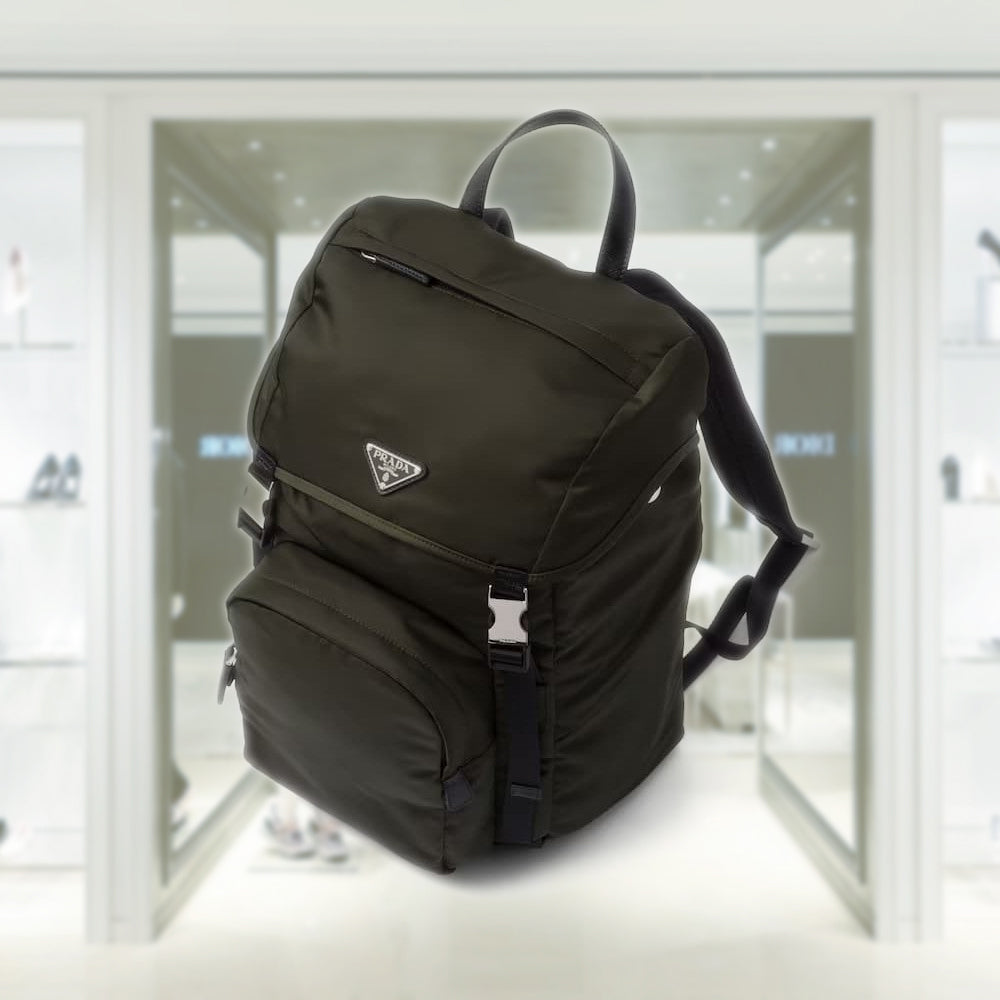 Re-Nylon and Saffiano leather backpack