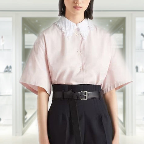 Poplin shirt with fringed collar
