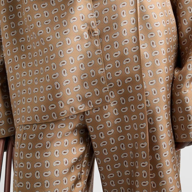 Printed silk twill pants