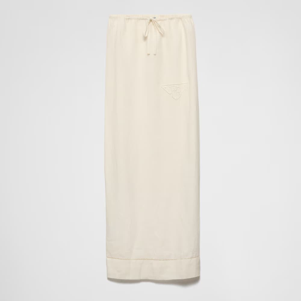 Embroidered linen skirt