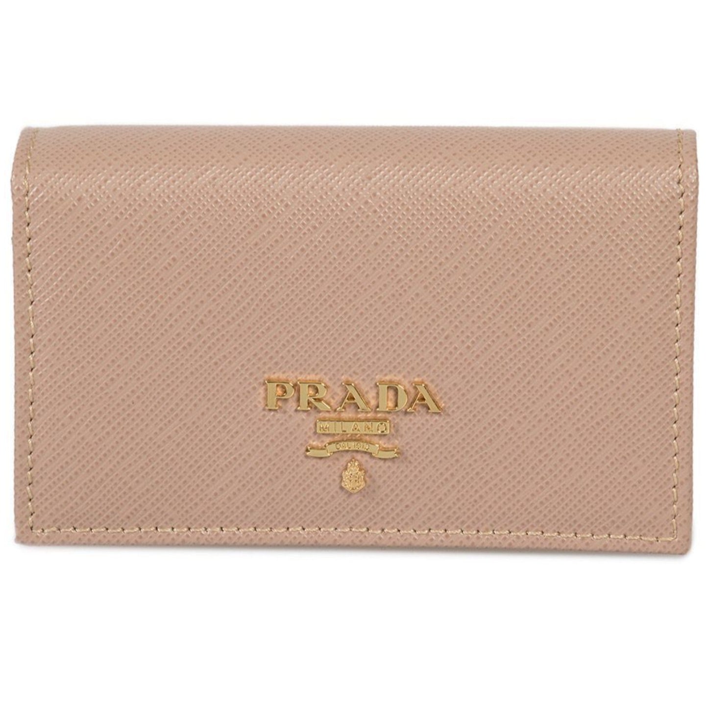 Prada Cammeo Beige Saffiano Leather Credit Card Holder Wallet
