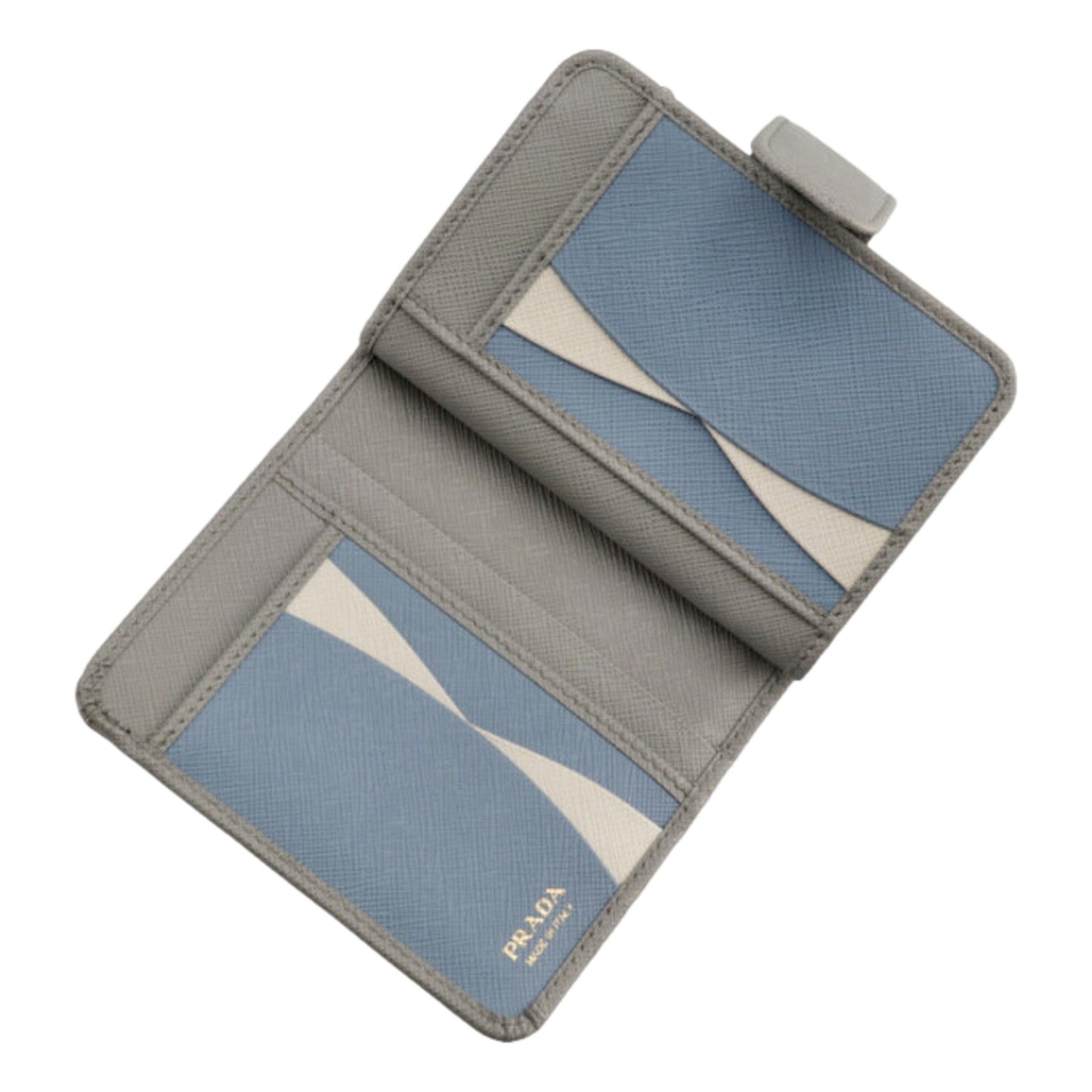 Prada Small Saffiano Leather Wallet Grey and Blue