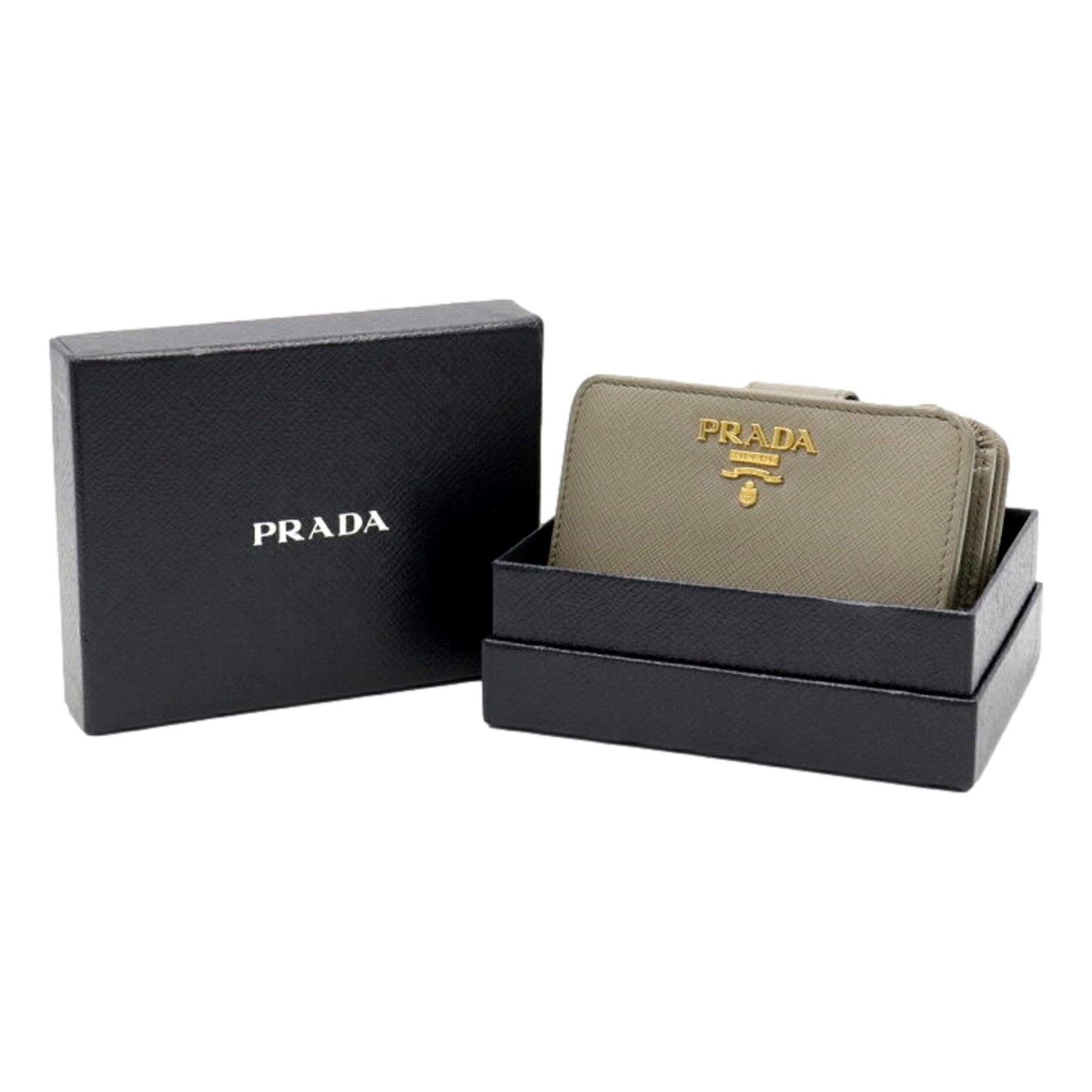 Prada Small Saffiano Leather Wallet Grey and Blue