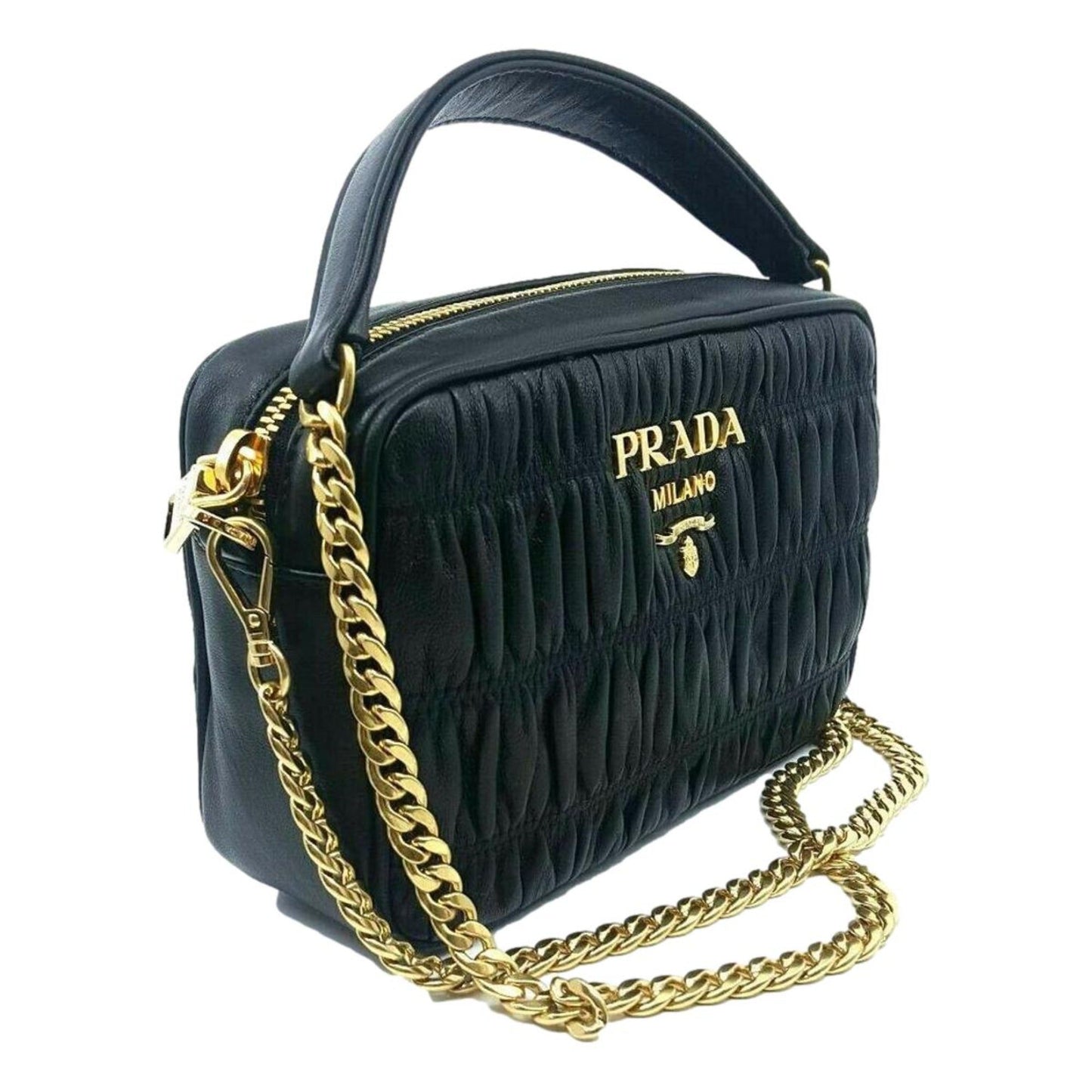 Prada Black Gaufre Leather Small Crossbody Bag