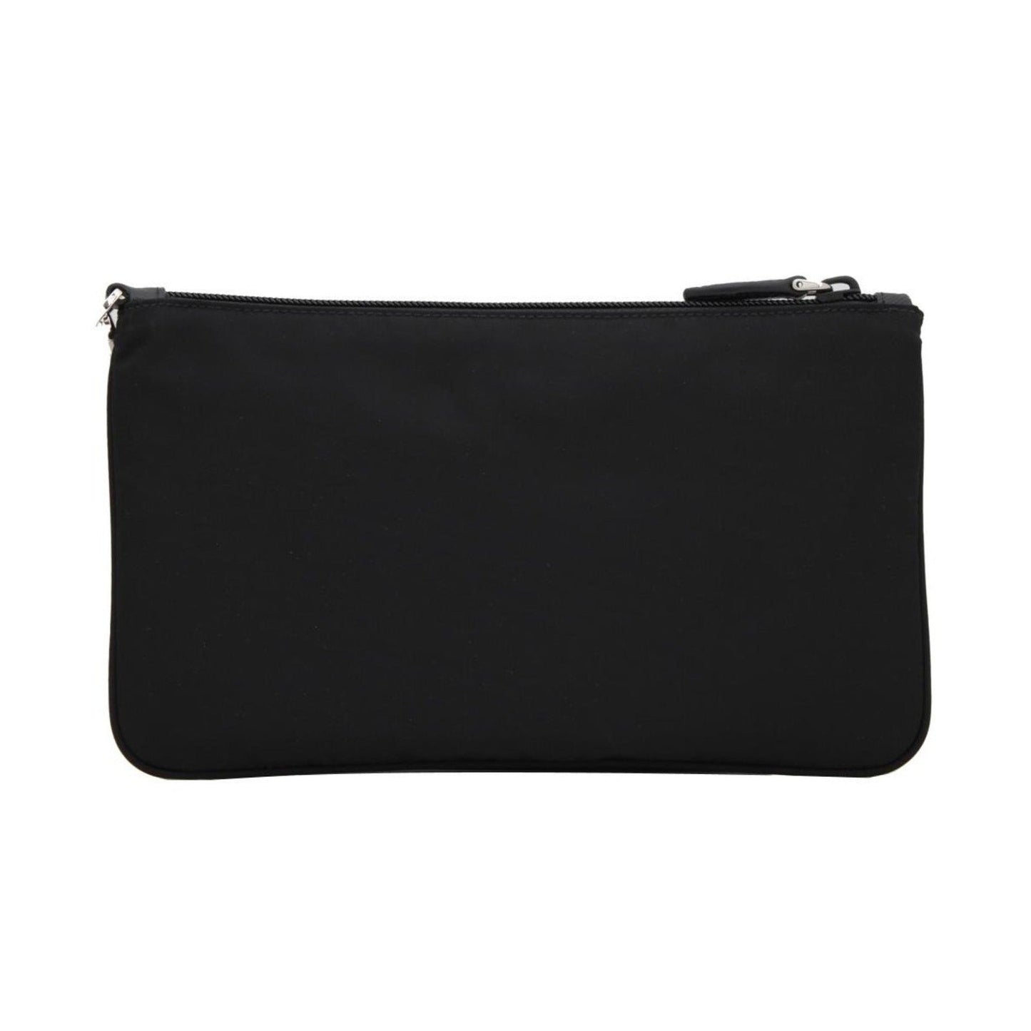 Prada Black Tessuto Nylon Pouch Prada Logo Wristlet Clutch Bag