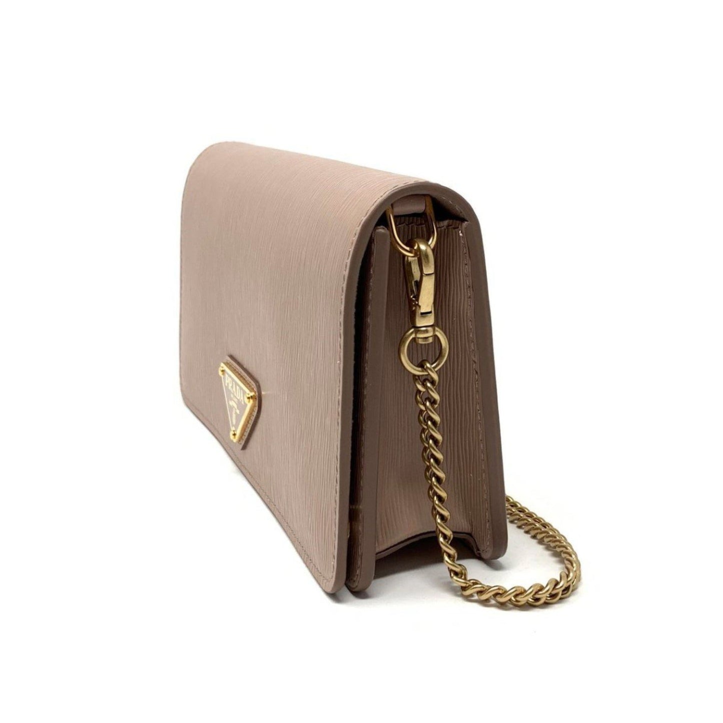 Prada Cipria Beige Vitello Move Leather Chain Wallet Crossbody Bag