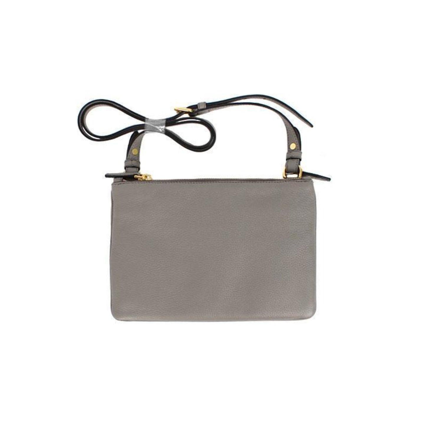 Prada Vitello Phenix Argilla Gray Leather Logo Plaque Crossbody Bag