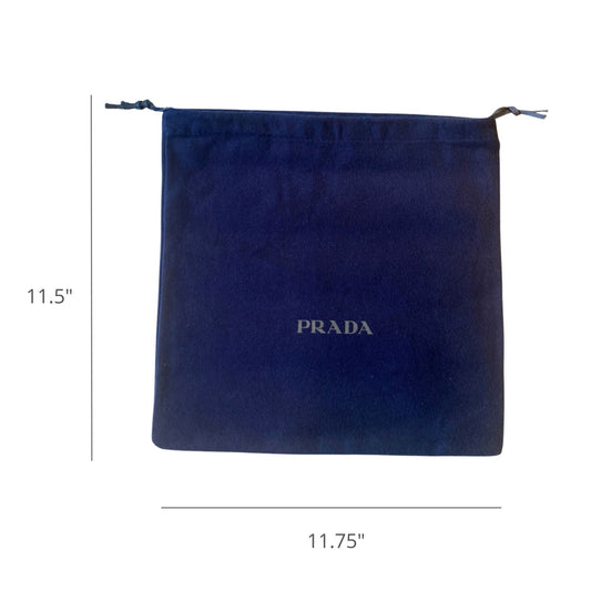 Prada Dust Bag Cover Drawstring Navy Blue Logo Velour Fabric Medium