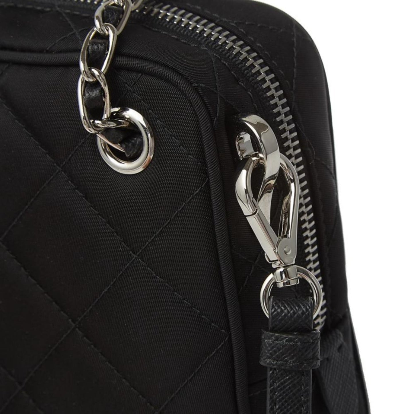 Prada Re-Edtion Nylon Quilted Black Triangle Logo Crossbody Bag