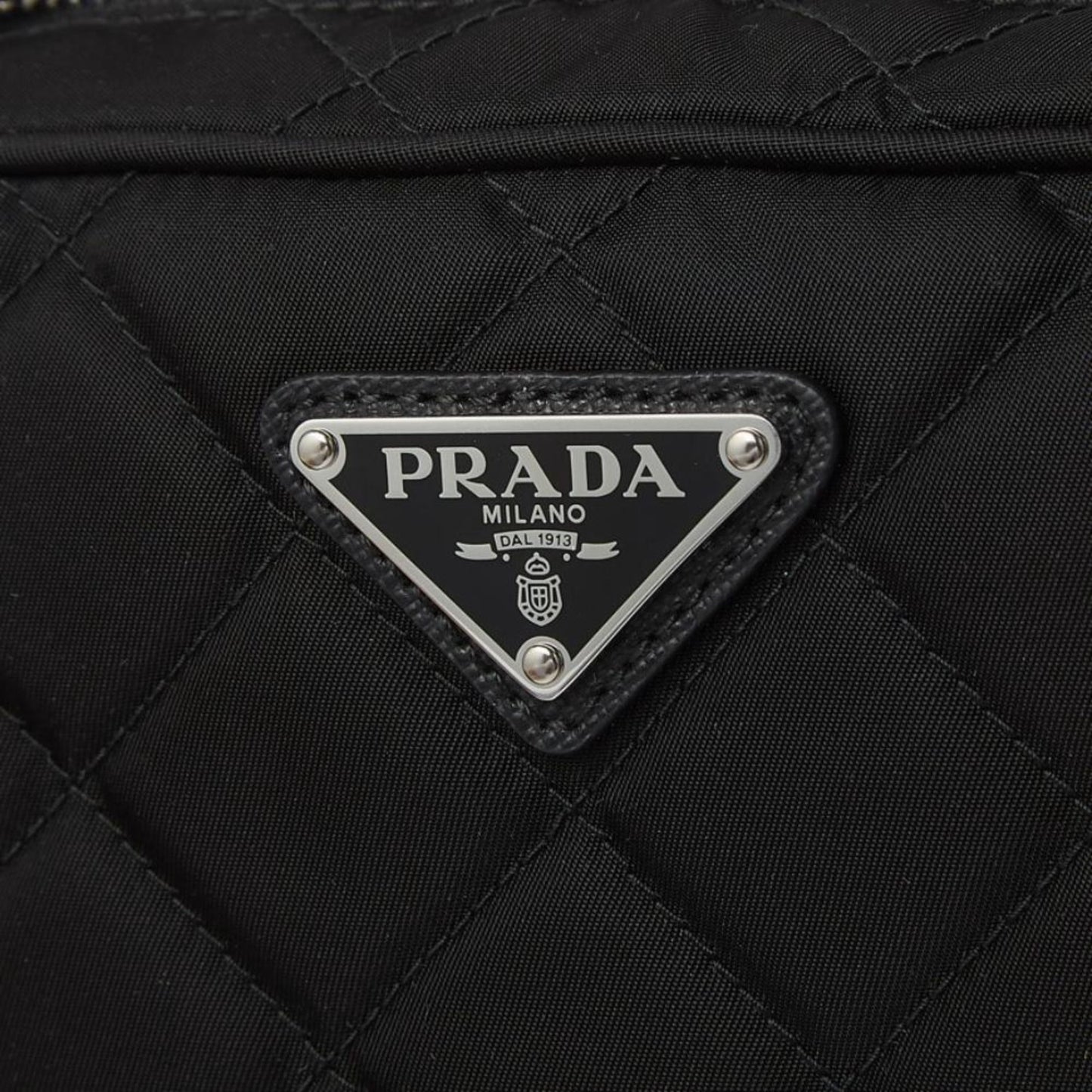 Prada Re-Edtion Nylon Quilted Black Triangle Logo Crossbody Bag