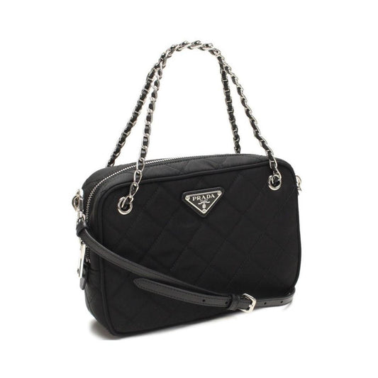 Prada Re-Edtion Nylon Quilted Black Triangle Logo Crossbody Bag