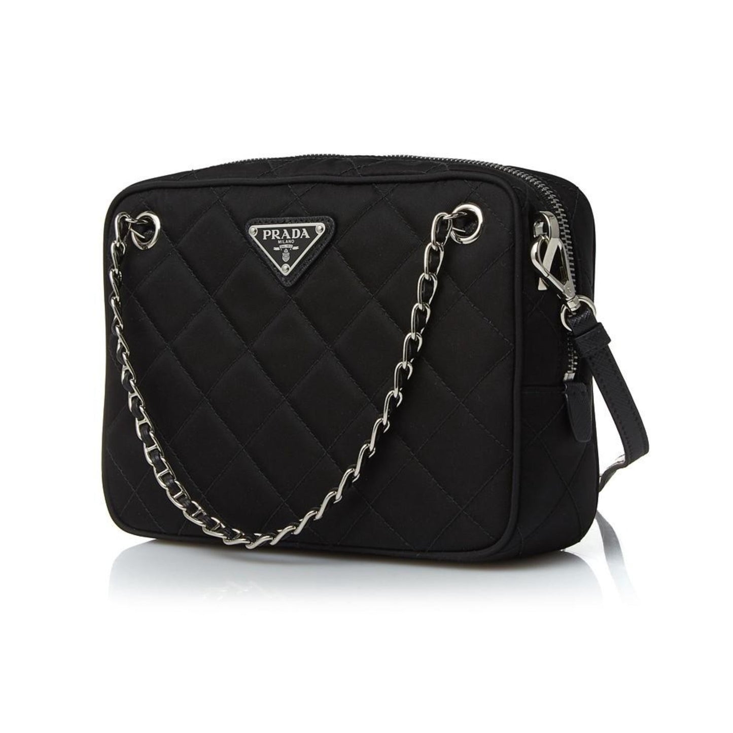 Prada Re-Edtion Nylon Quilted Black Triangle Logo Crossbody Bag