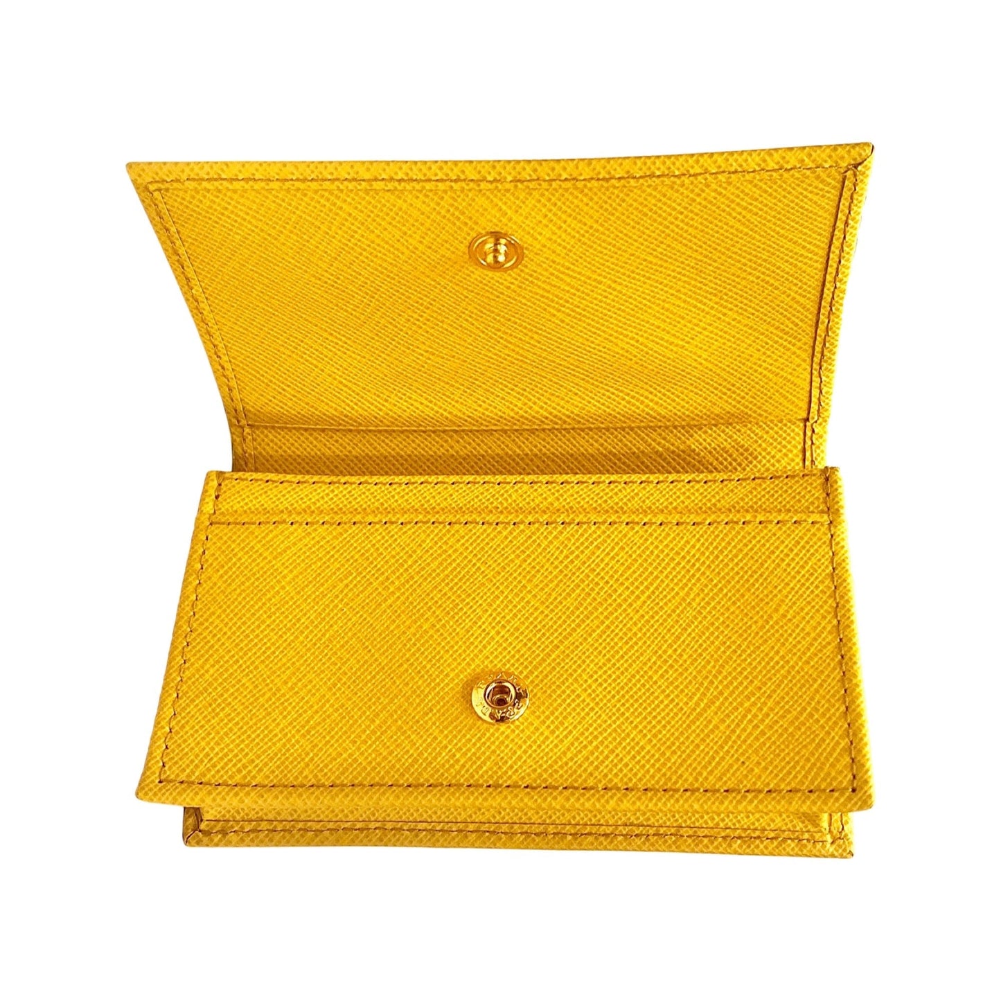 Prada Saffiano Yellow Leather Card Case Wallet