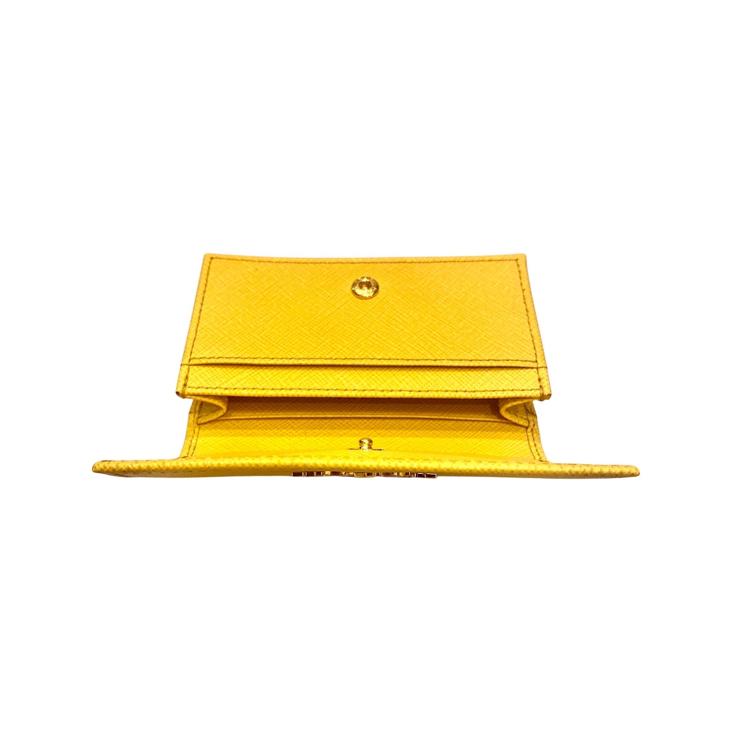 Prada Saffiano Yellow Leather Card Case Wallet