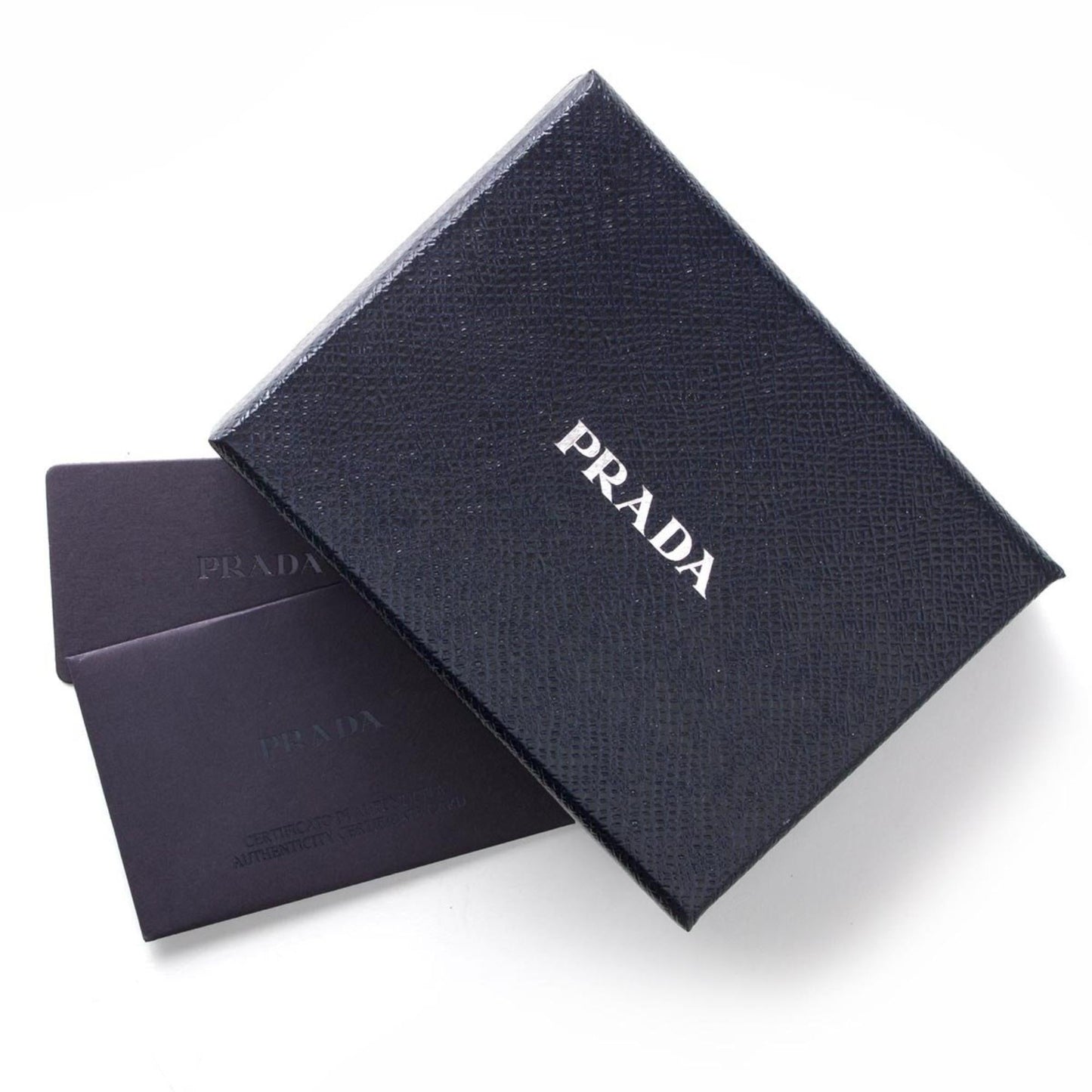 Prada Vitello Grain Argilla Grey Leather Small Card Holder Wallet