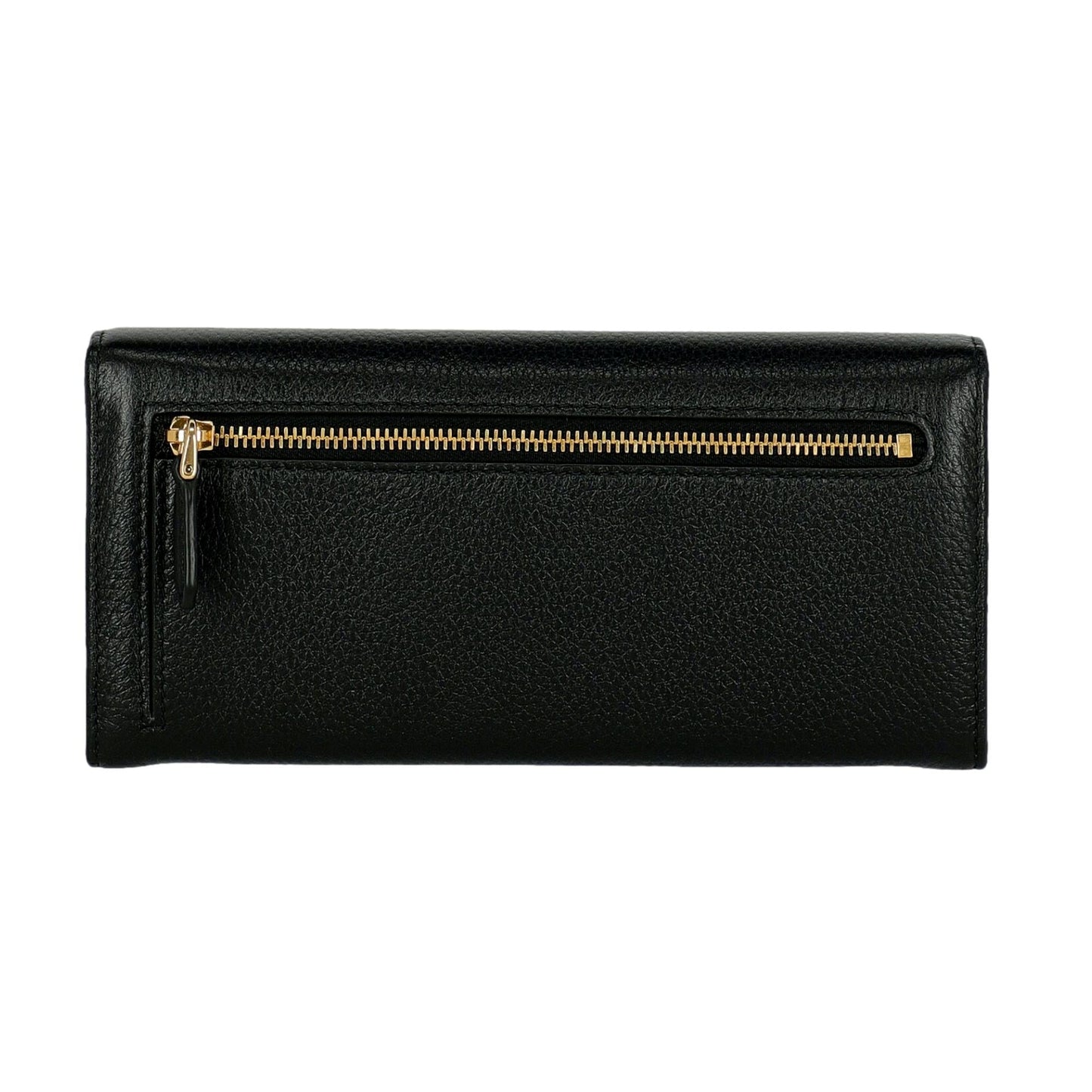 Prada Vitello Grain Black Leather ID Holder Continental Long Wallet