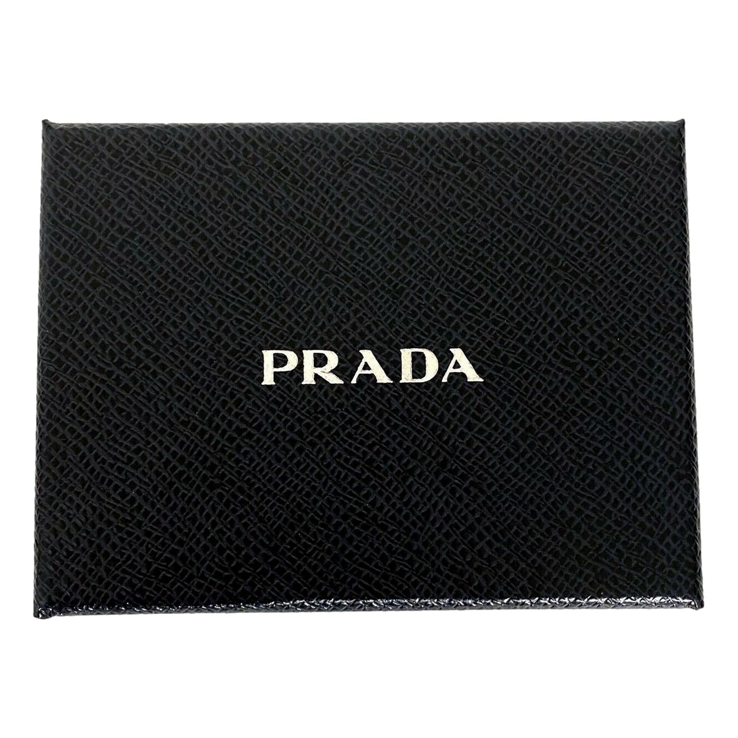 Prada Vitello Grain Black Leather Triangle Logo Vertical Bifold Wallet