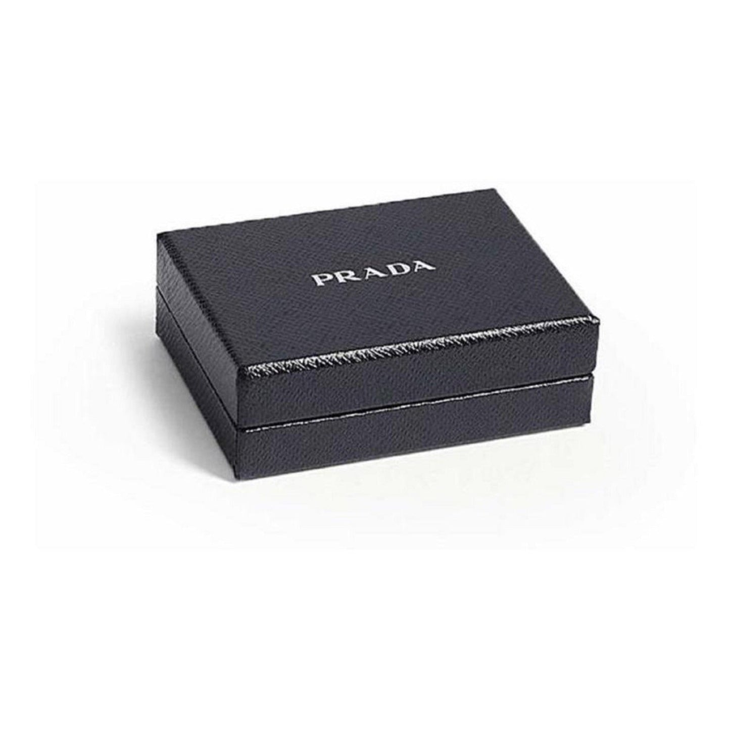 Prada Vitello Grain Blue Leather Triangle Logo Vertical Bifold Wallet