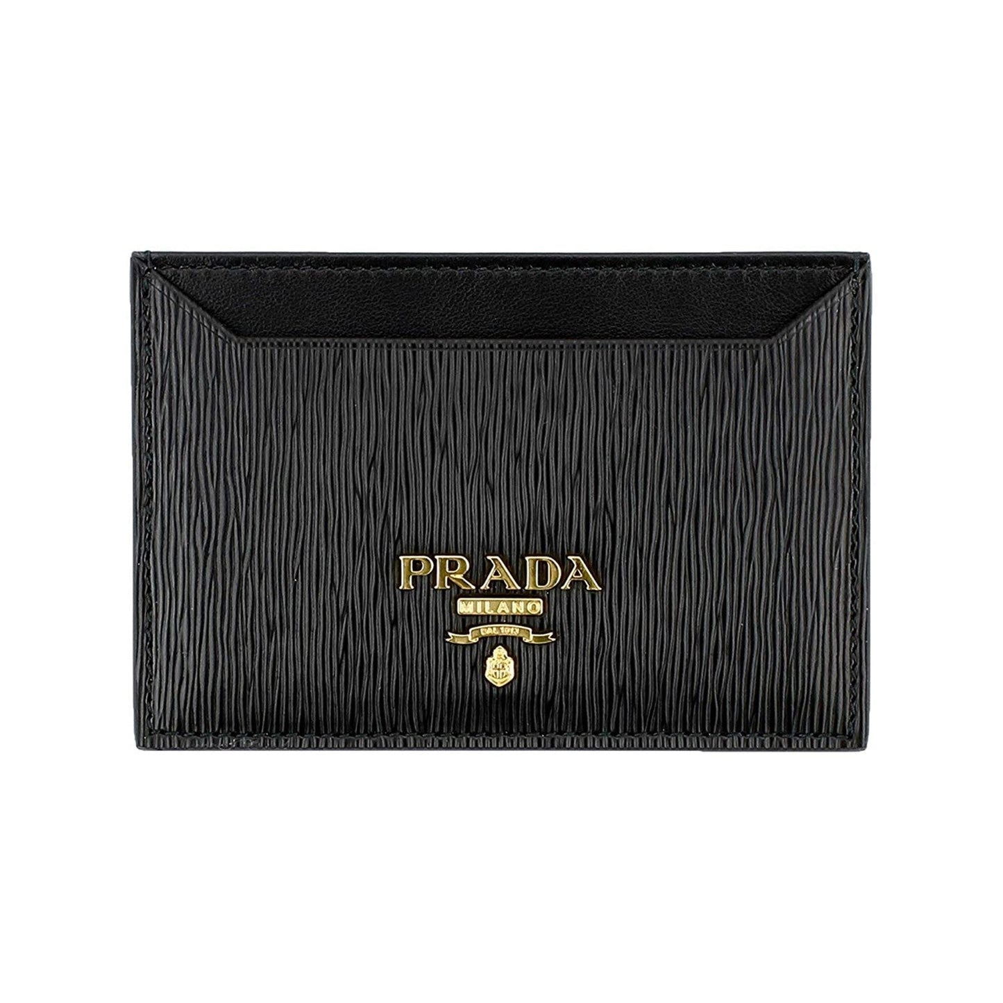 Prada Vitello Move Black Leather Small Card Holder Case Wallet