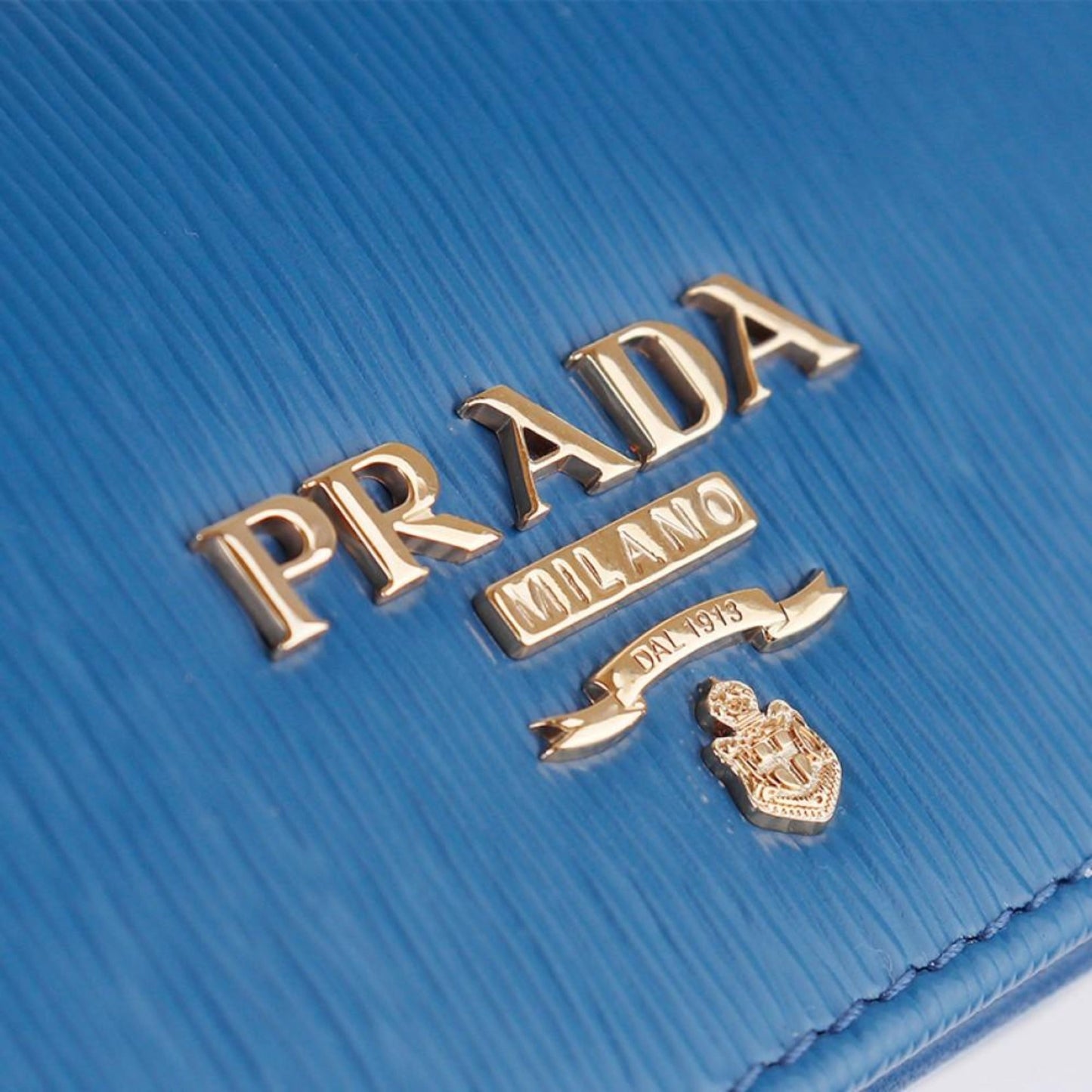 Prada Vitello Move Cobalt Blue Leather Small Card Case Wallet