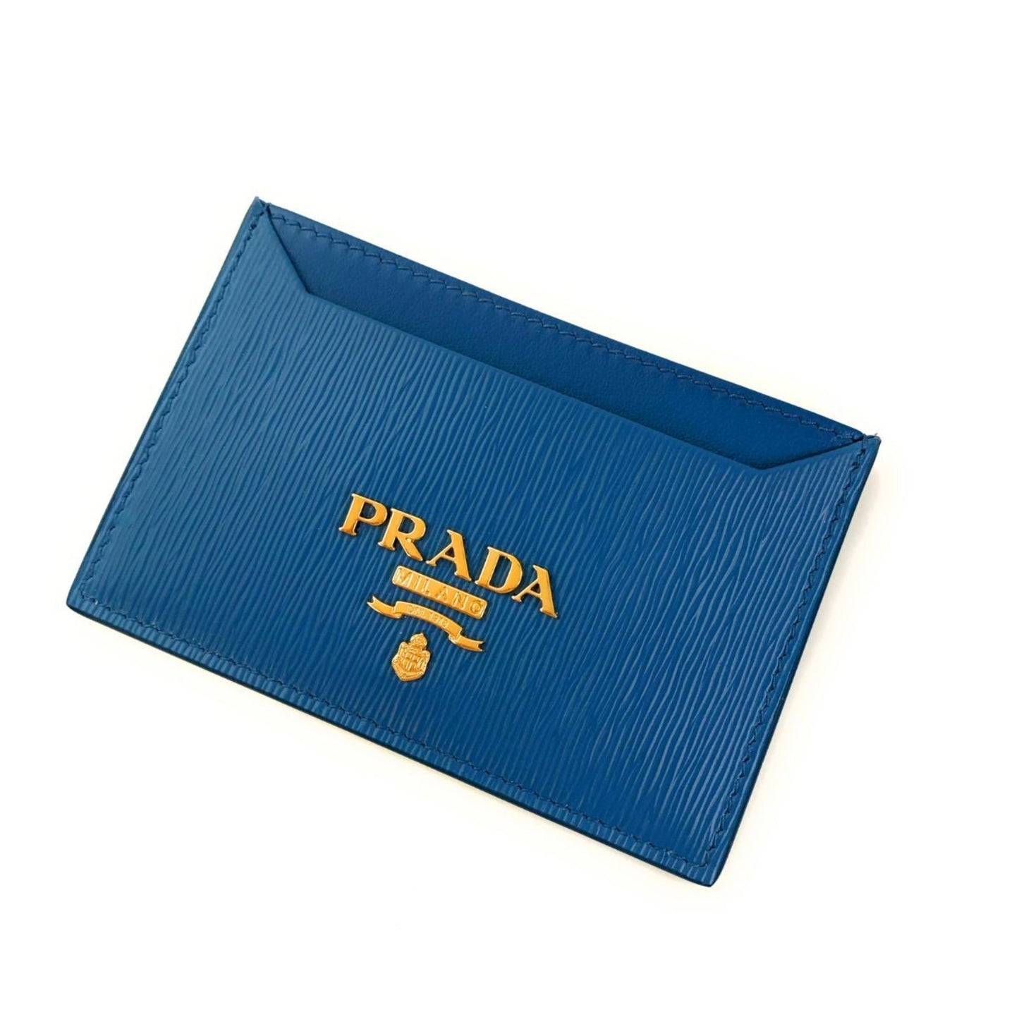 Prada Vitello Move Cobalt Blue Leather Small Card Case Wallet