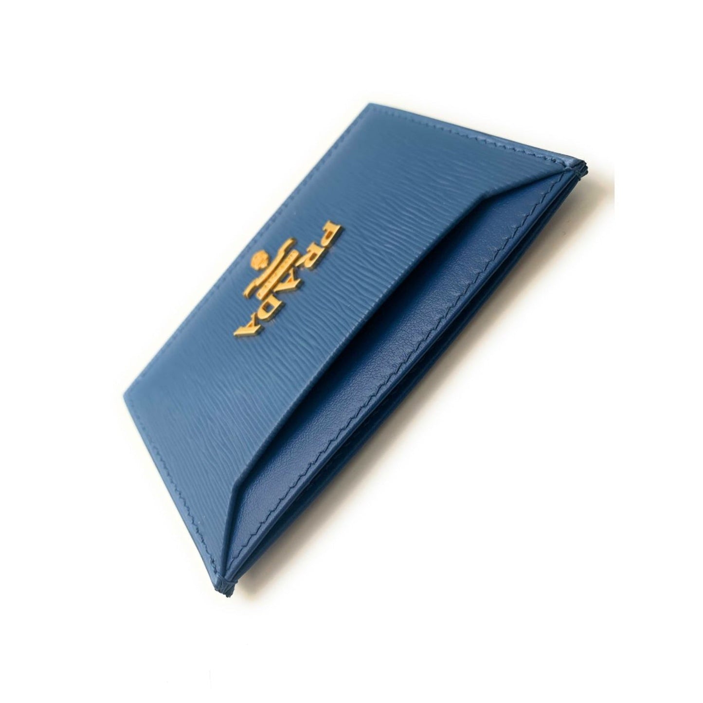 Prada Vitello Move Cobalt Blue Leather Small Card Case Wallet