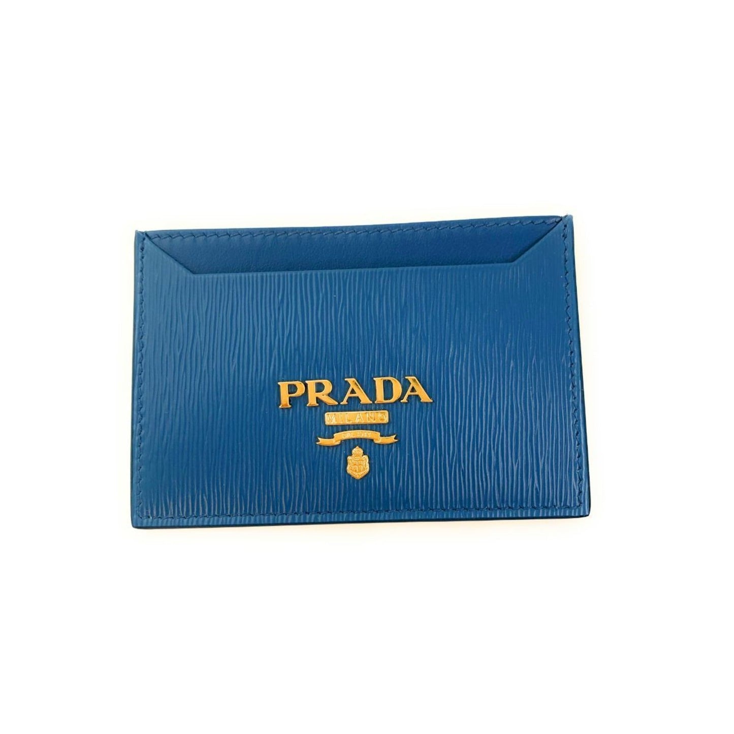 Prada Vitello Move Cobalt Blue Leather Small Card Case Wallet