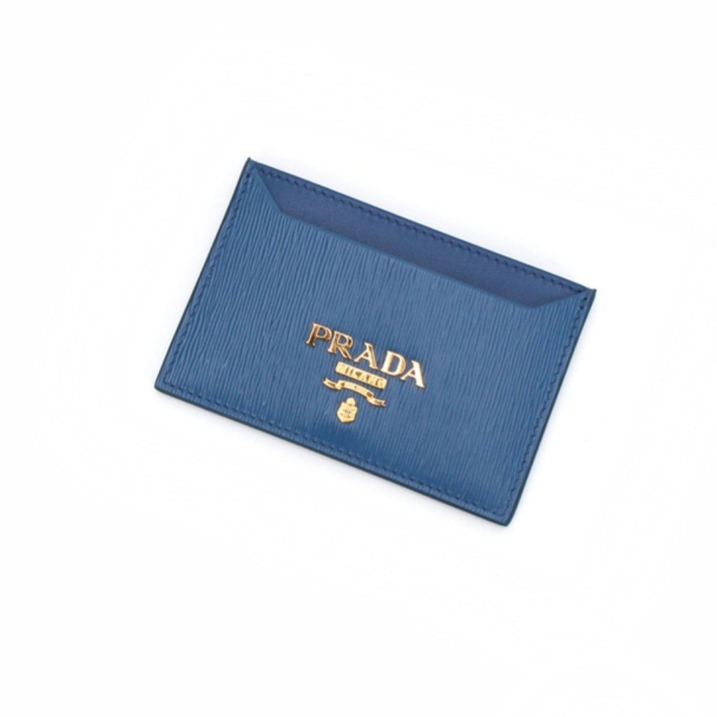 Prada Vitello Move Cobalt Blue Leather Small Card Case Wallet