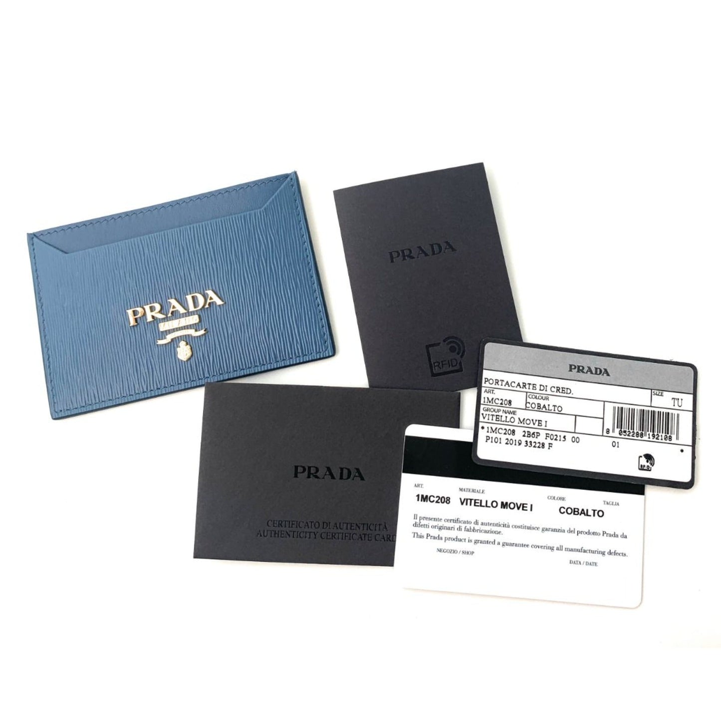 Prada Vitello Move Cobalt Blue Leather Small Card Case Wallet