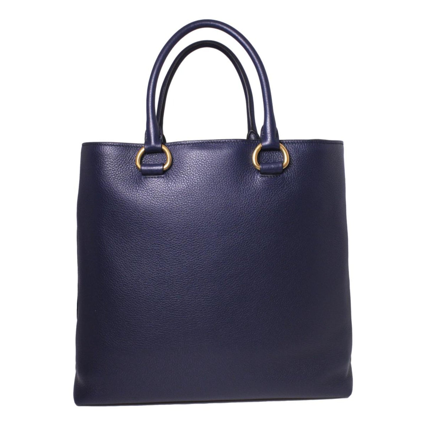 Prada Navy Blue Vitello Phenix Leather Shopping Tote