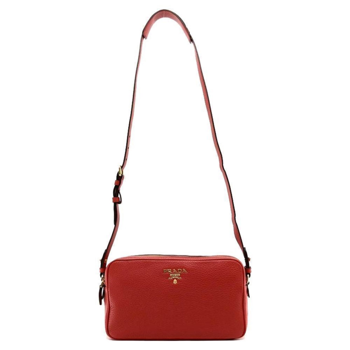 Prada Women's Red Vitello Phenix Leather Crossbody Handbag Small