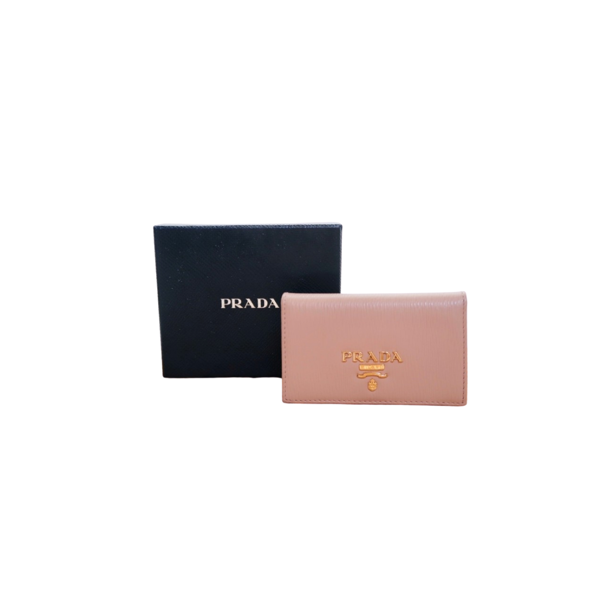 Prada Women's Vitello Grain Cipria Beige Leather Card Case Wallet