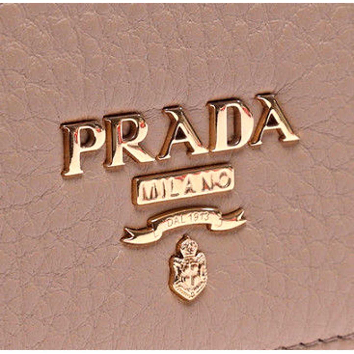 Prada Women's Vitello Grain Cammeo Beige Leather Card Case Wallet