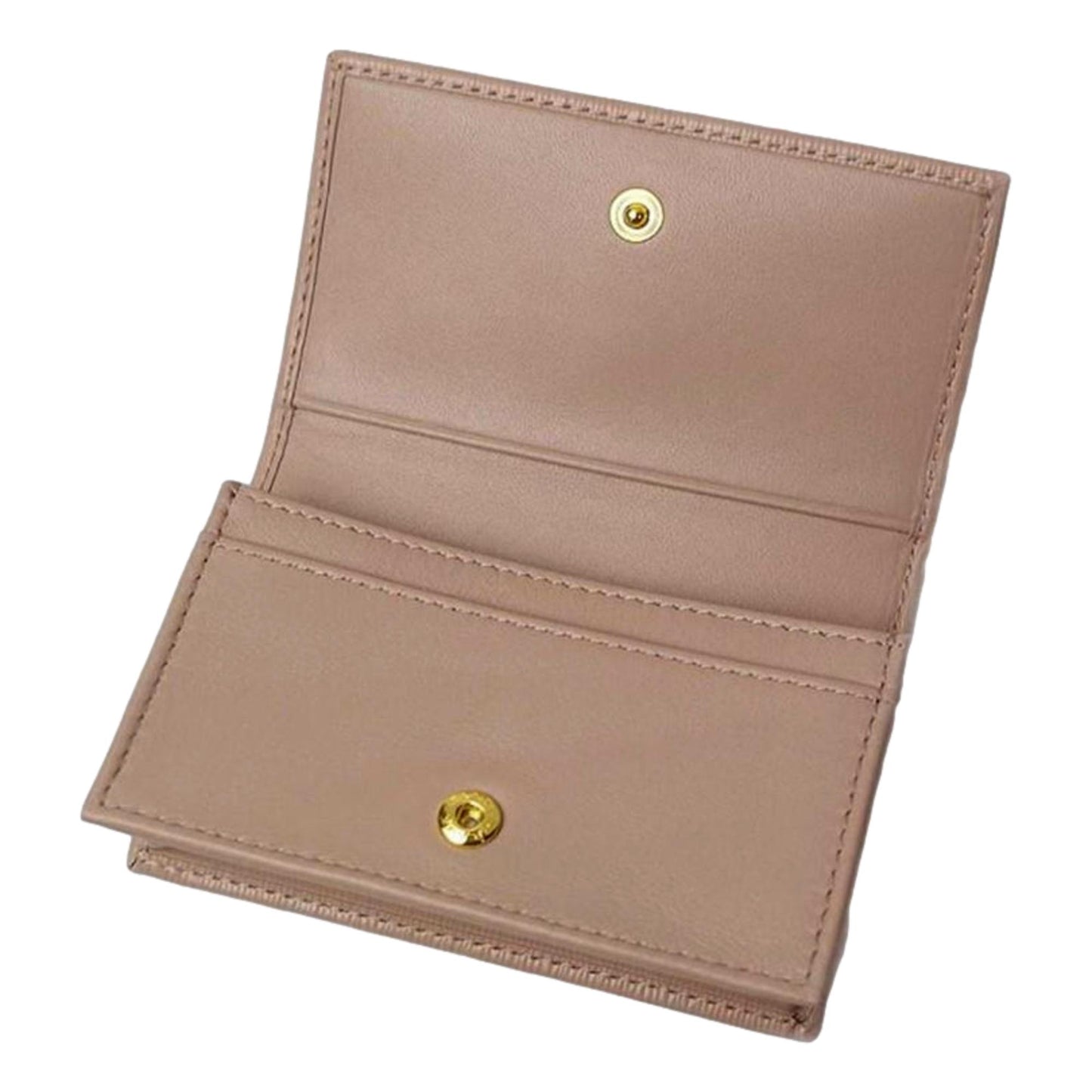 Prada Vitello Move Cipria Beige Leather Mini Cardholder Snap Wallet