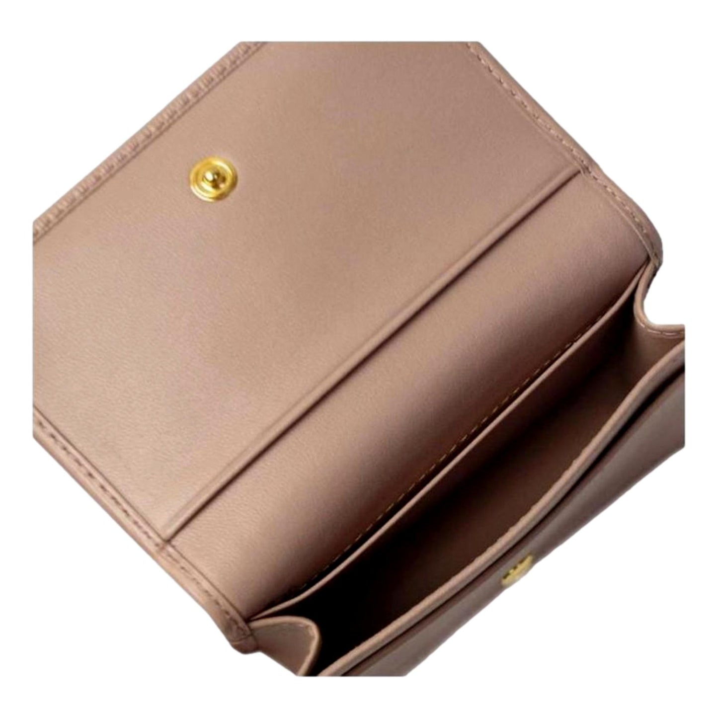 Prada Vitello Move Cipria Beige Leather Mini Cardholder Snap Wallet