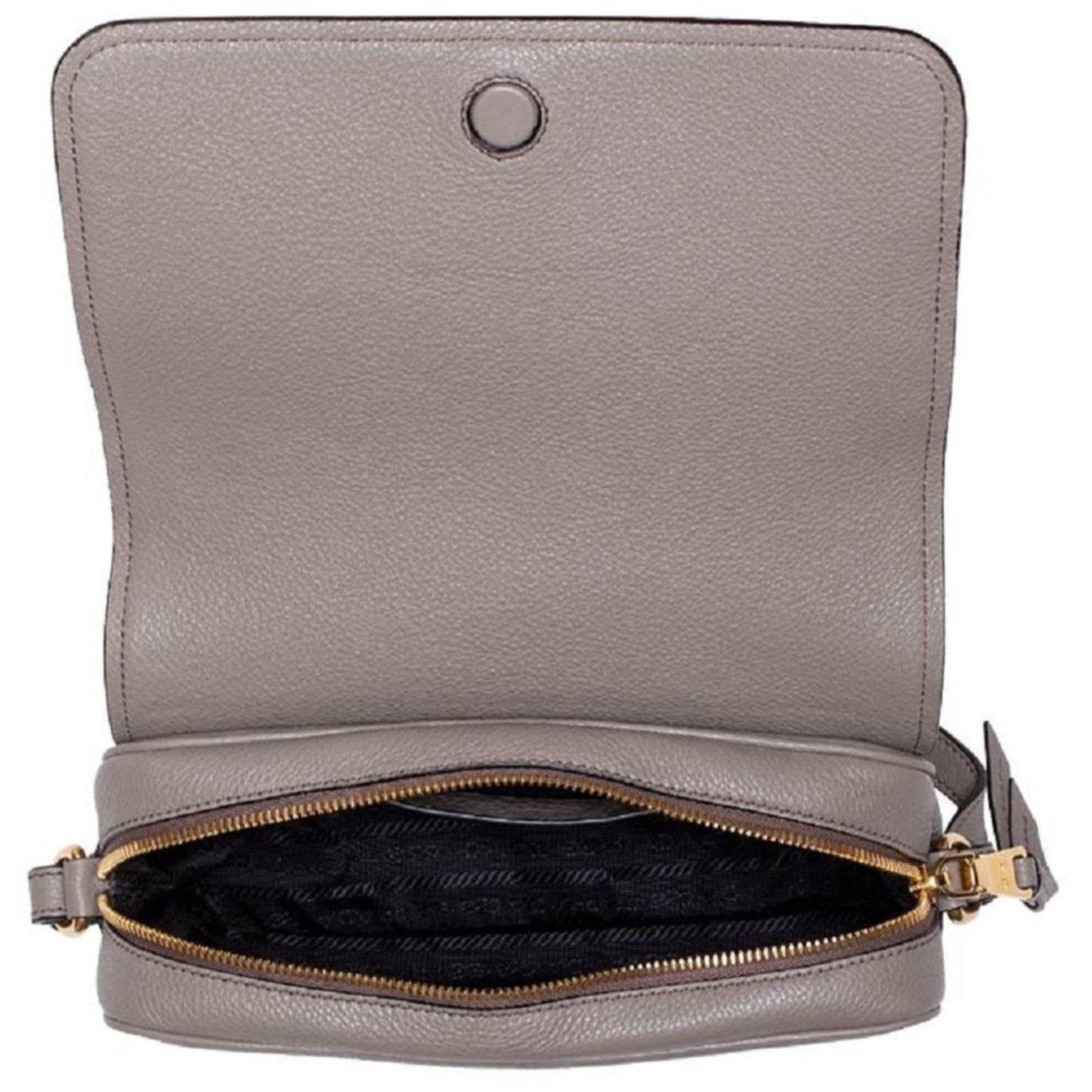 Prada Vitello Phenix Argilla Grey Leather Flap Crossbody Bag