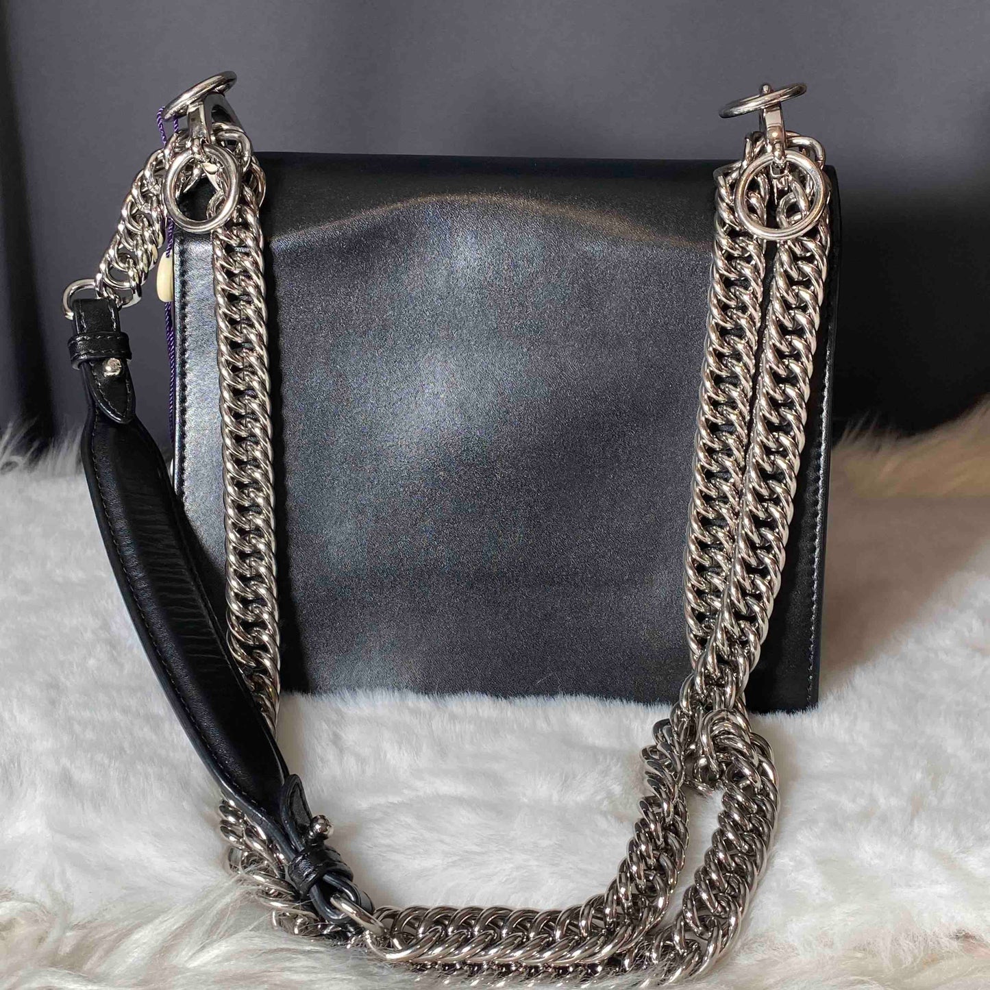 Preloved Fendi Kan I Black Leather Crossbody Bag