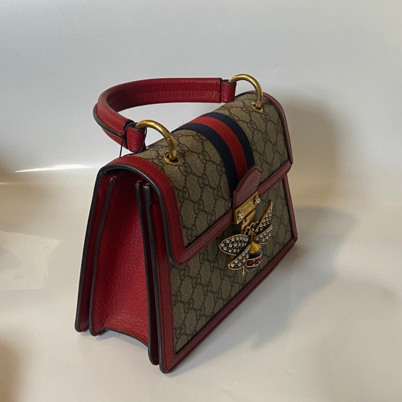 Gucci Queen Margaret Red GG Supreme Canvas Top Handle Bag