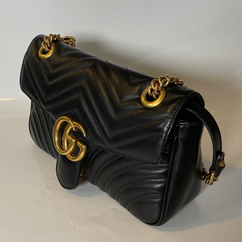 Gucci GG Marmont Black Leather Shoulder Bag