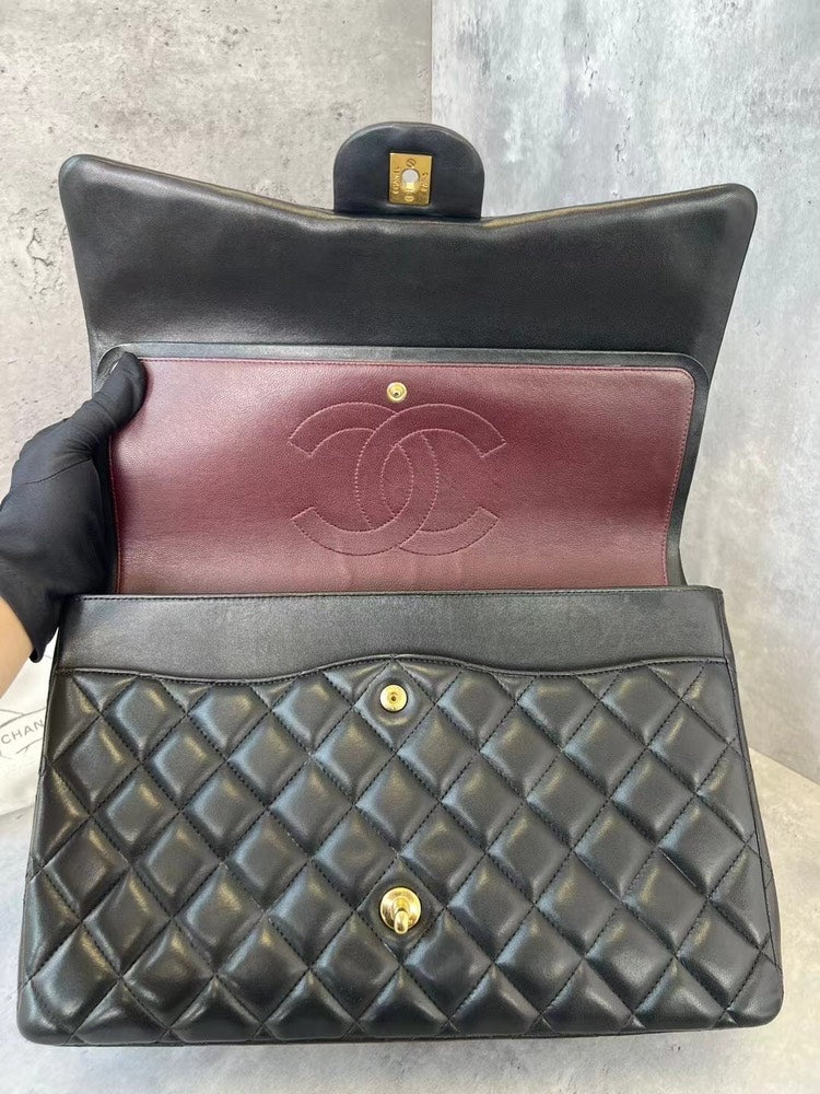 Chanel CF Maxi Lambskin Leather Black Bag
