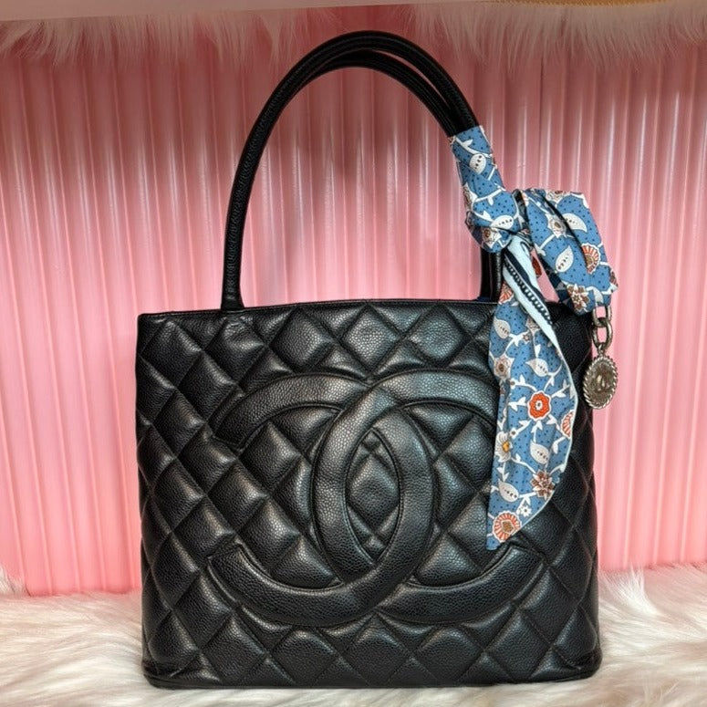 Chanel Medallion Tote Bag Black Caviar Leather