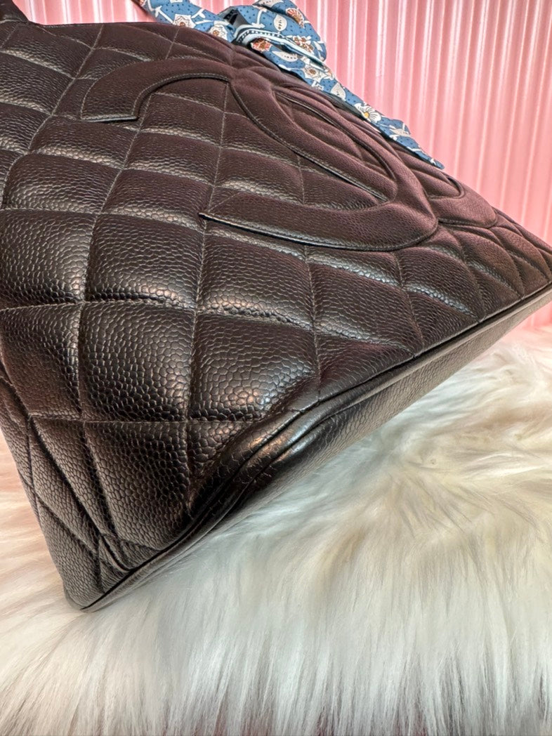 Chanel Medallion Tote Bag Black Caviar Leather