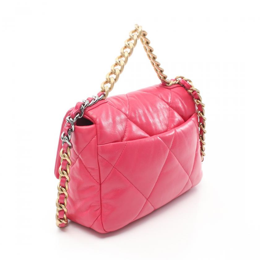 Chanel 19 Dizeneuf Matelasse Chain Shoulder Bag Leather Pink Purple Combination Metal Fittings 2way 887361 - Condition Ab